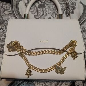 Aldo Cream Handbag with Gold Accents